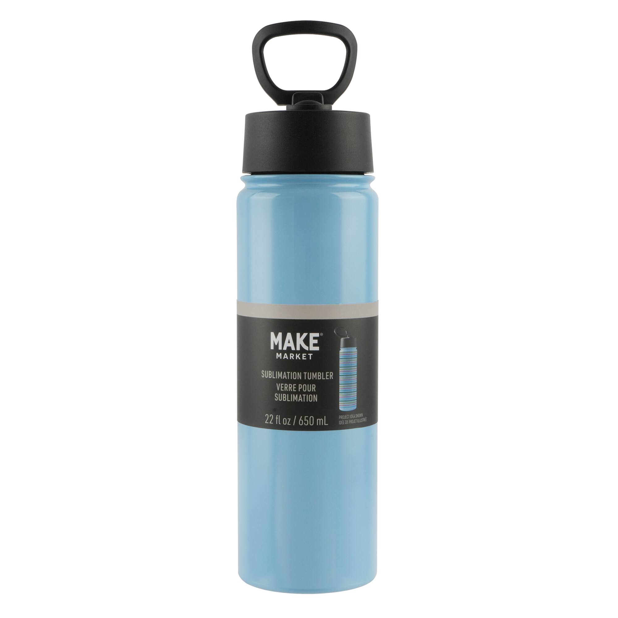 22oz. Stainless Steel Sublimation Water Bottle with Travel Lid by Make Market®